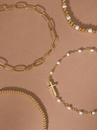 Pearl Cross Bracelet Set Detail 2 - TULLABEE