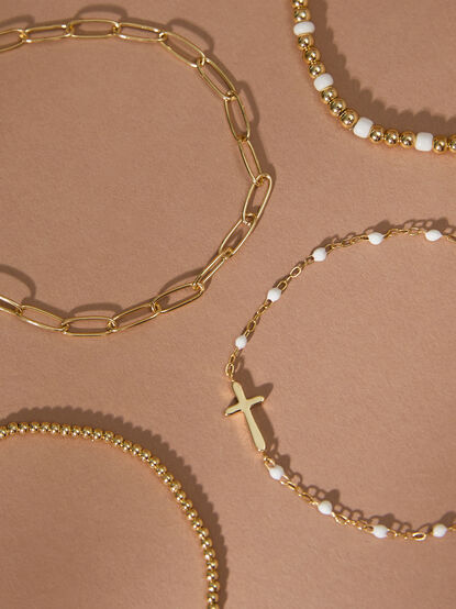 Pearl Cross Bracelet Set - TULLABEE