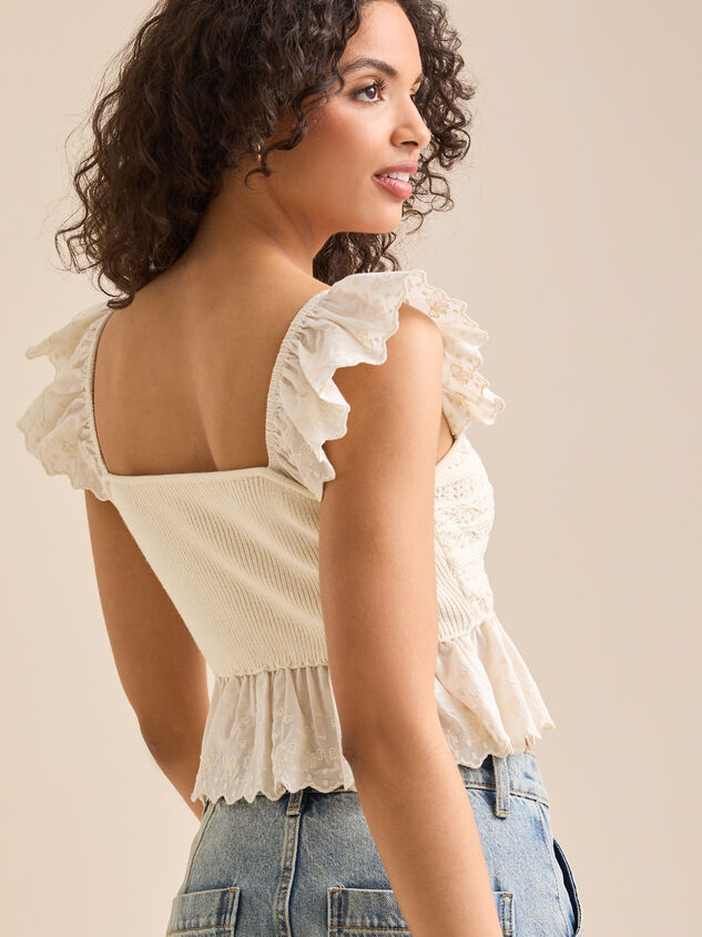 Stacie Crochet Woven Top Detail 4 - TULLABEE