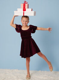 Eloise Youth Velvet Bow Dress - TULLABEE