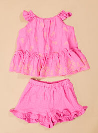Kara Embroidered Top and Shorts Set - TULLABEE