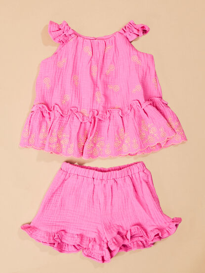 Kara Embroidered Top and Shorts Set - TULLABEE