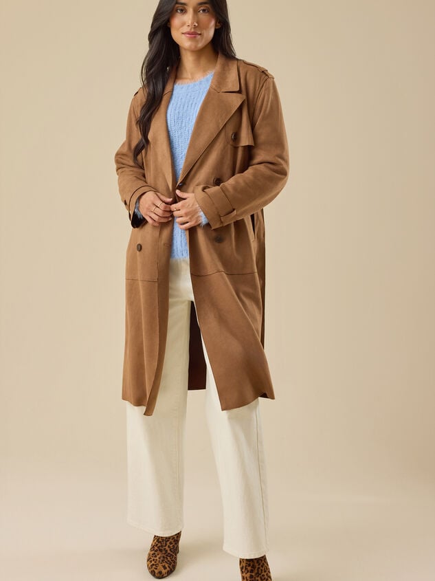 Christie Suede Trench Coat Detail 3 - TULLABEE