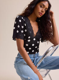 Maryam Lace Trim Dot Top - TULLABEE