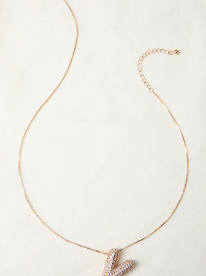 18K Gold Monogram Charm Necklace - V - TULLABEE