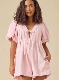 Evie Puff Sleeve Denim Romper Detail 2 - TULLABEE