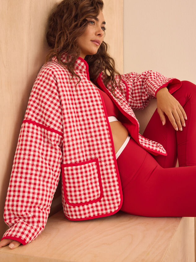 Gingham Glide Quilted Jacket Detail 4 - TULLABEE