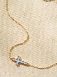 18K Gold Blue Cross Necklace - TULLABEE