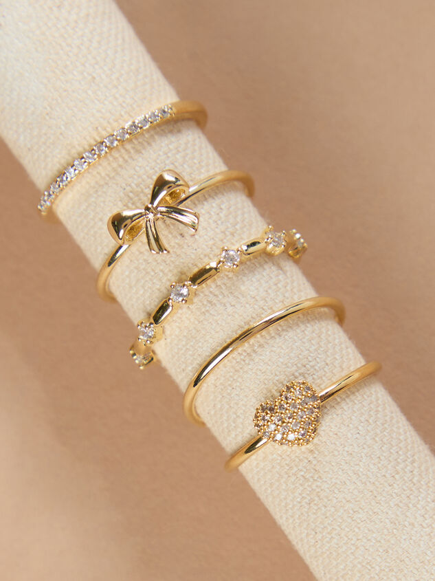 Glitzy Bow and Heart Ring Set - TULLABEE