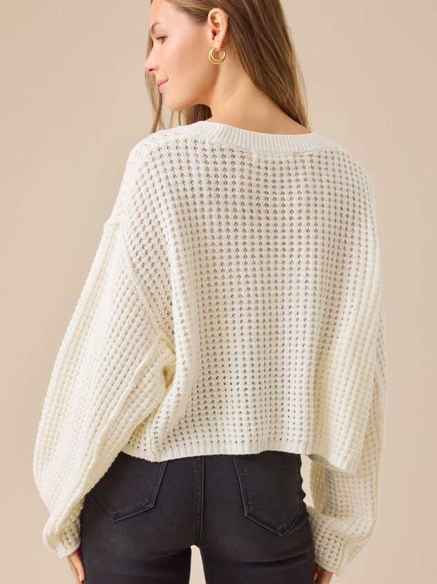 Makayla Waffle Cropped Sweater Detail 5 - TULLABEE