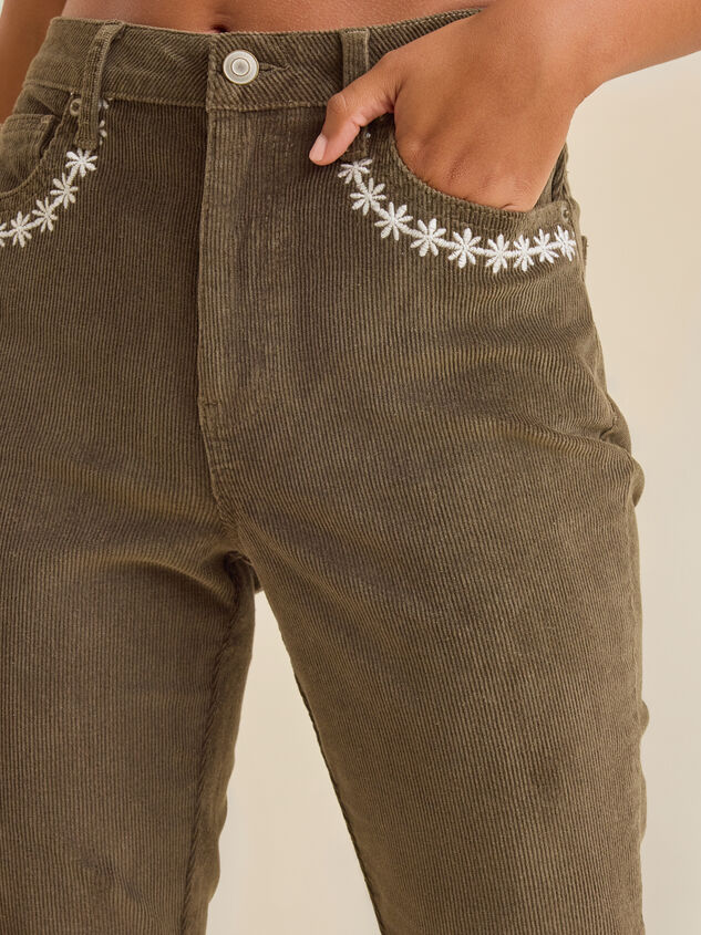 Willow Corduroy Embroidered Flare Detail 5 - TULLABEE