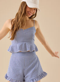 Gabrianna Gingham Crop Tank Detail 3 - TULLABEE