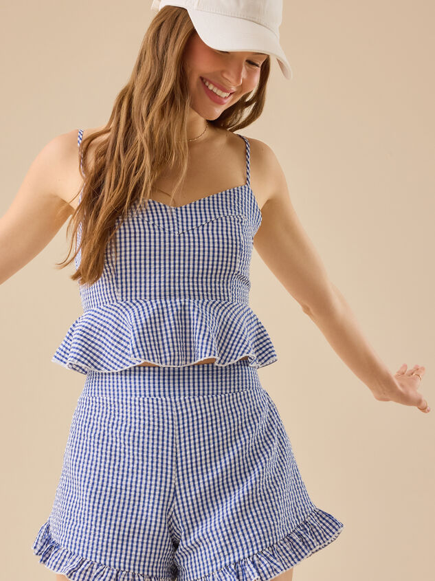 Gabrianna Gingham Crop Tank Detail 3 - TULLABEE