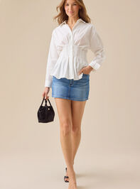 Julianne Pleated Button-Up Top Detail 2 - TULLABEE