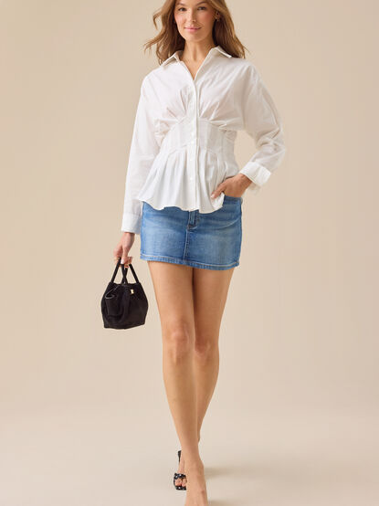 Julianne Pleated Button-Up Top - TULLABEE
