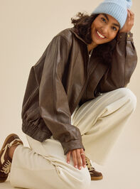 Reba Leather Bomber Jacket - TULLABEE