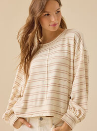 Addison Striped Balloon Sleeve Top Detail 3 - TULLABEE