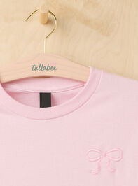 Embroidered Bow Mama Tee Detail 2 - TULLABEE