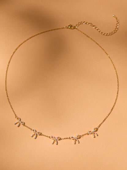 18K Gold Glitz Bow Choker Necklace - TULLABEE