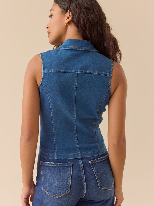 Saige Zip Up Denim Vest Detail 5 - TULLABEE
