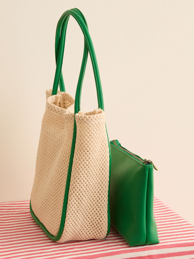 Woven Straw Tote Bag and Pouch Set Detail 3 - TULLABEE