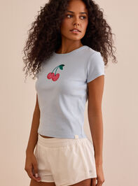 Gingham Cherry Baby Tee Detail 5 - TULLABEE