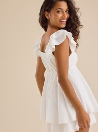 Rachel Flutter Sleeve Romper Detail 4 - TULLABEE