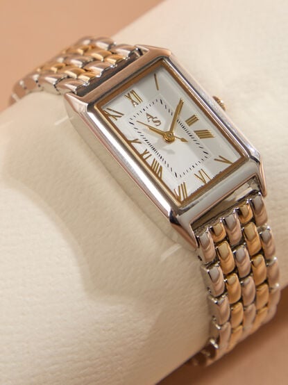 Rectangle Mixed Metal Link Watch - TULLABEE
