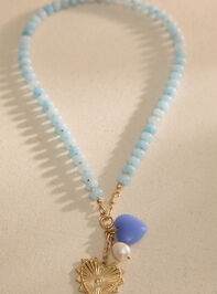 Blue Blossom Heart Necklace Detail 2 - TULLABEE
