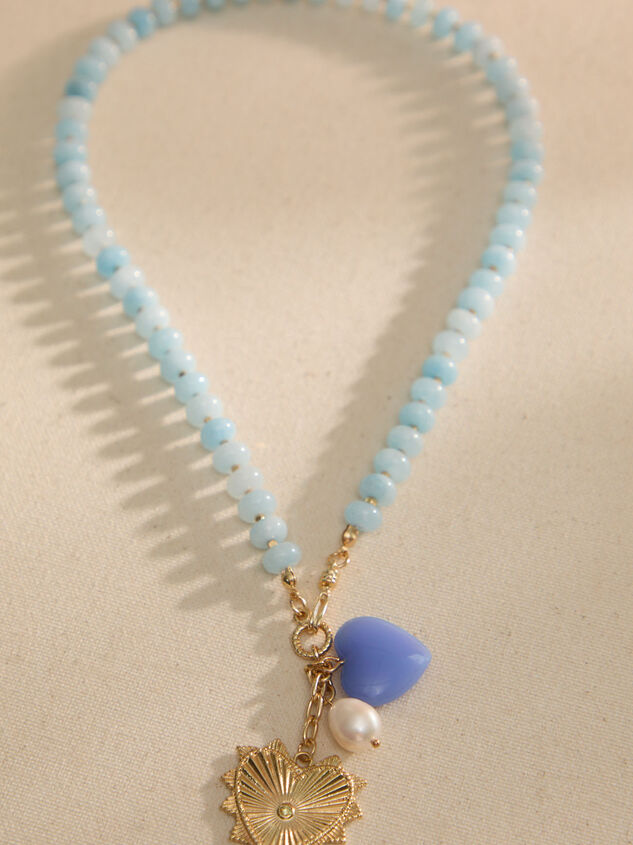 Blue Blossom Heart Necklace Detail 2 - TULLABEE