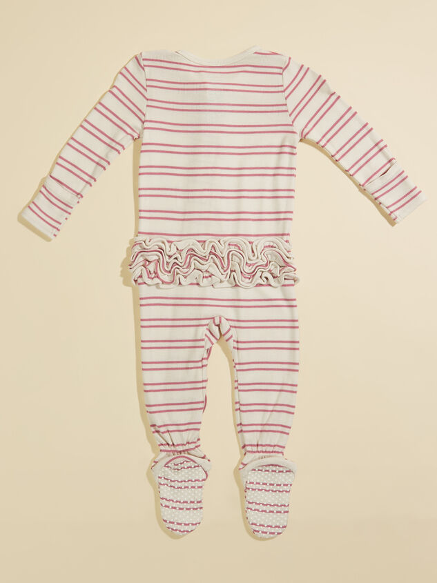 Raelyn Striped Ruffle Footie Detail 3 - TULLABEE