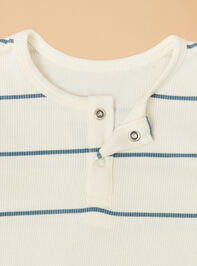 Henley Striped Lounge Set Detail 3 - TULLABEE