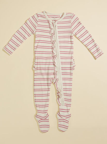 Raelyn Striped Ruffle Footie - TULLABEE