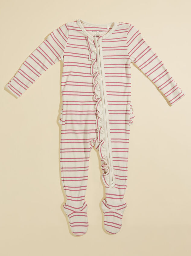 Raelyn Striped Ruffle Footie Detail 2 - TULLABEE