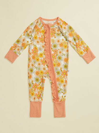 Flower Power Ruffle Zip Sleeper - TULLABEE