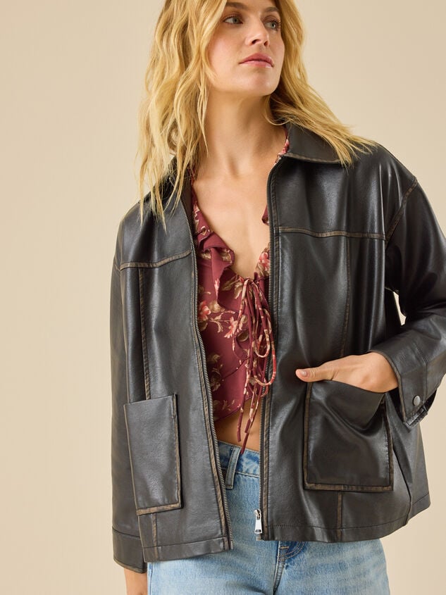 Mireya Vegan Leather Jacket Detail 3 - TULLABEE
