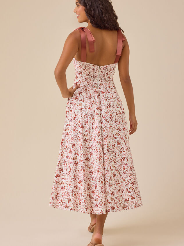 Carmen Floral Bow Tie Midi Dress Detail 4 - TULLABEE