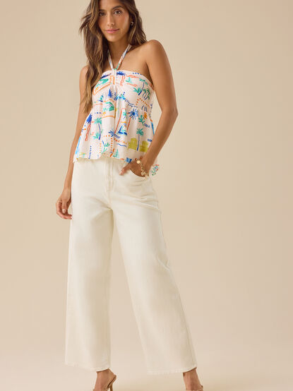 European Summer Tie Neck Halter Top - TULLABEE