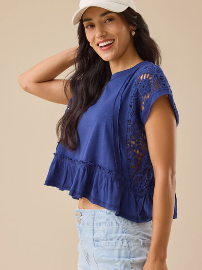 Micah Lace Peplum Top - TULLABEE