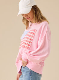 Embroidered Flag Sweatshirt Detail 3 - TULLABEE
