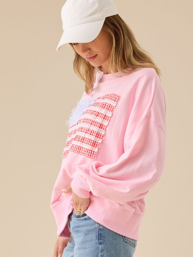 Embroidered Flag Sweatshirt Detail 3 - TULLABEE
