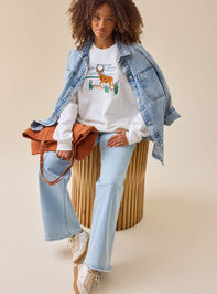 Embroidered Deer Sweatshirt Detail 2 - TULLABEE