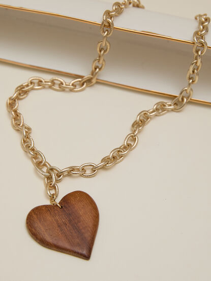 Wooden Heart Charm Necklace - TULLABEE