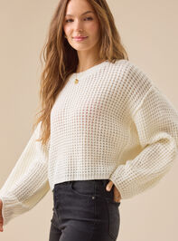 Makayla Waffle Cropped Sweater Detail 4 - TULLABEE