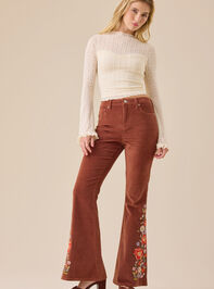 Emmaline Embroidered Corduroy Flare Pants - TULLABEE