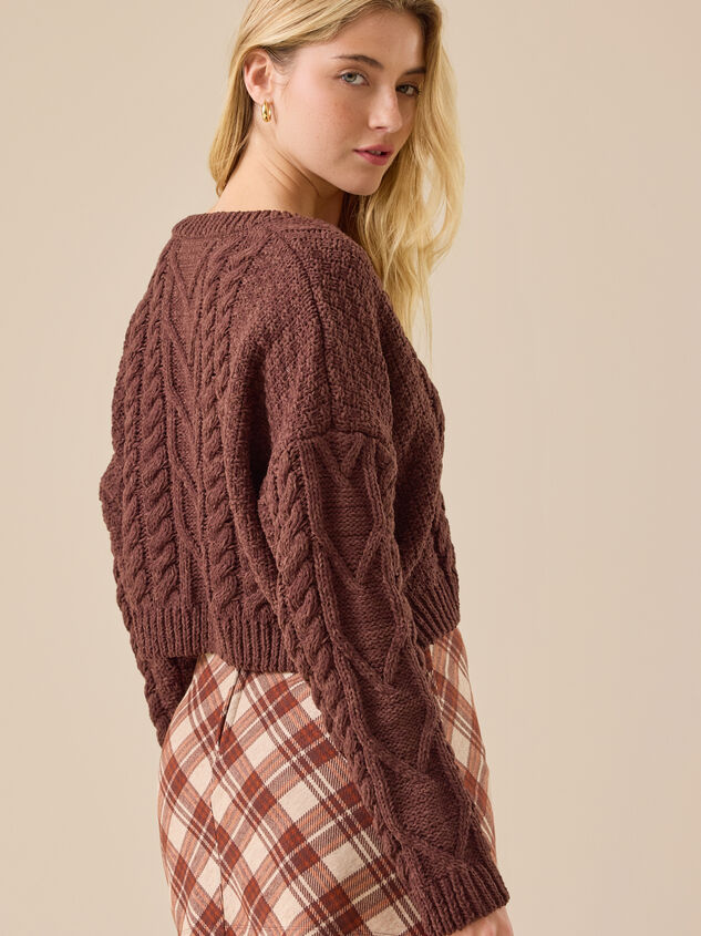 Paisley Boxy Cable Sweater Detail 4 - TULLABEE