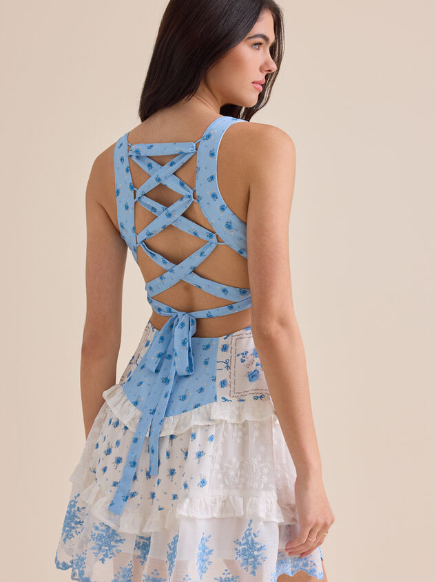 Lotis Patchwork Mini Dress Detail 5 - TULLABEE