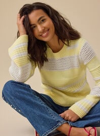 Suzanna Pointelle Striped Sweater - TULLABEE