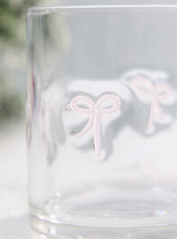 Pink Bows Juice Glass Detail 2 - TULLABEE