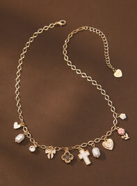 Cross Pearl Charm Necklace Detail 2 - TULLABEE